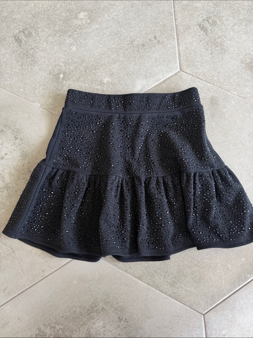 Queen of Sparkles Black Rhinestone Tiered Mini Skirt - Women